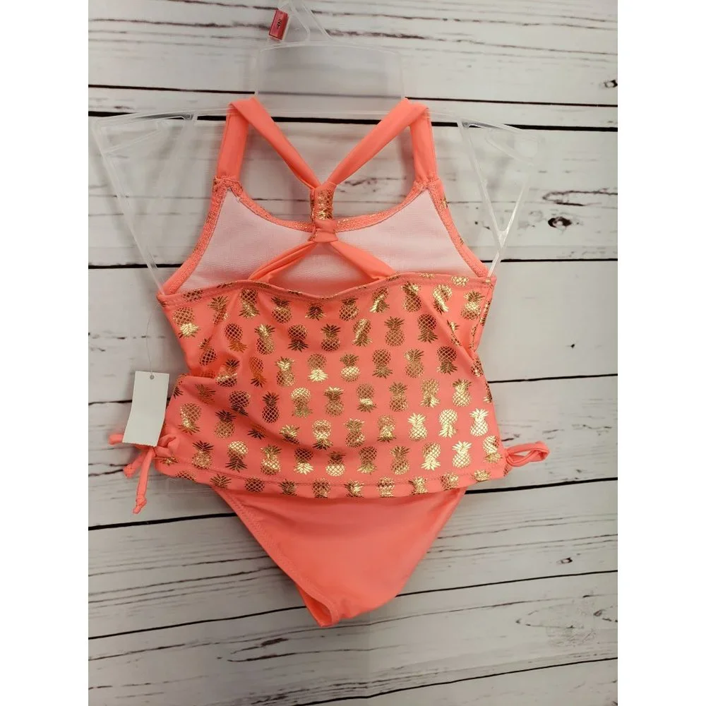 Real Love‎ 12 months hot pink coral pineapple 2pc Tankini swimwear swimsuit